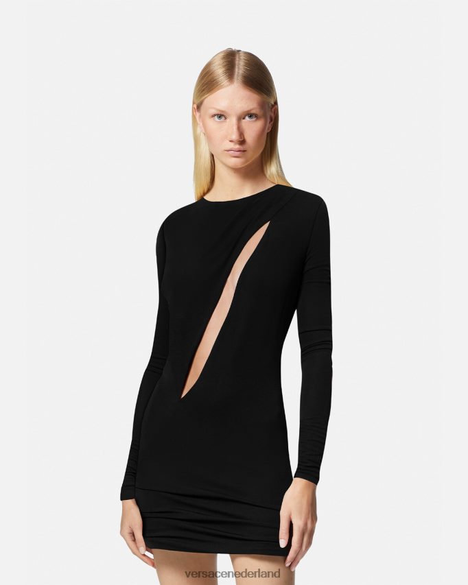 Versace mini-jurk met uitgesneden pijpen vrouwen zwart kleding J2T4F445