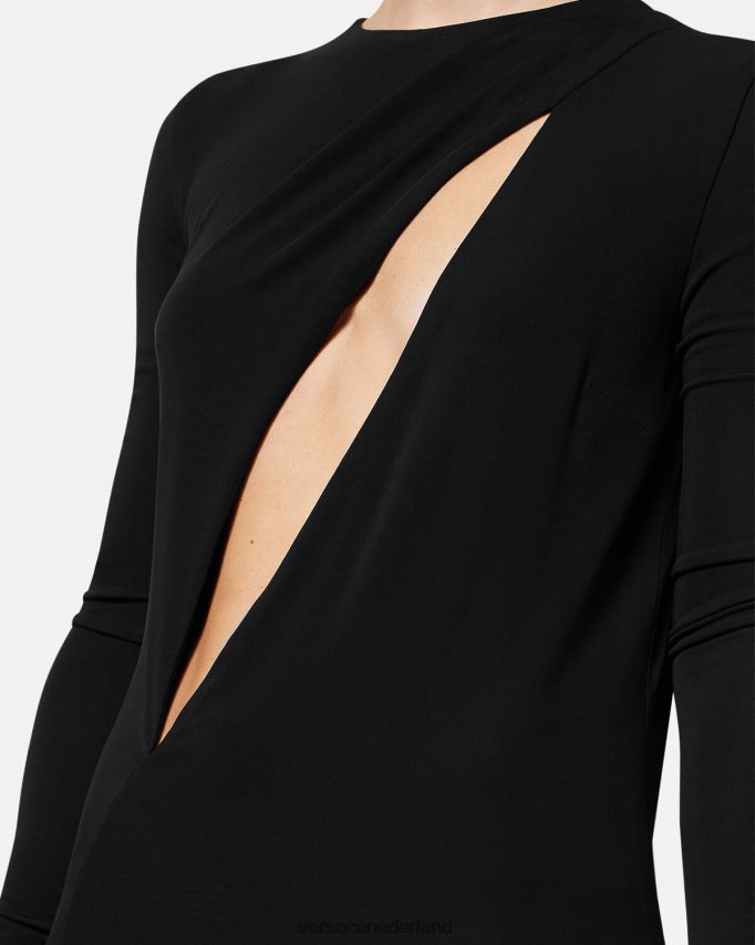 Versace mini-jurk met uitgesneden pijpen vrouwen zwart kleding J2T4F445