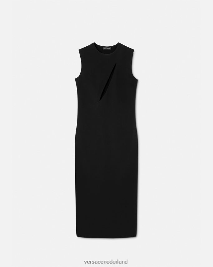 Versace mouwloze midi-jurk met uitgesneden mouwen vrouwen zwart kleding J2T4F446