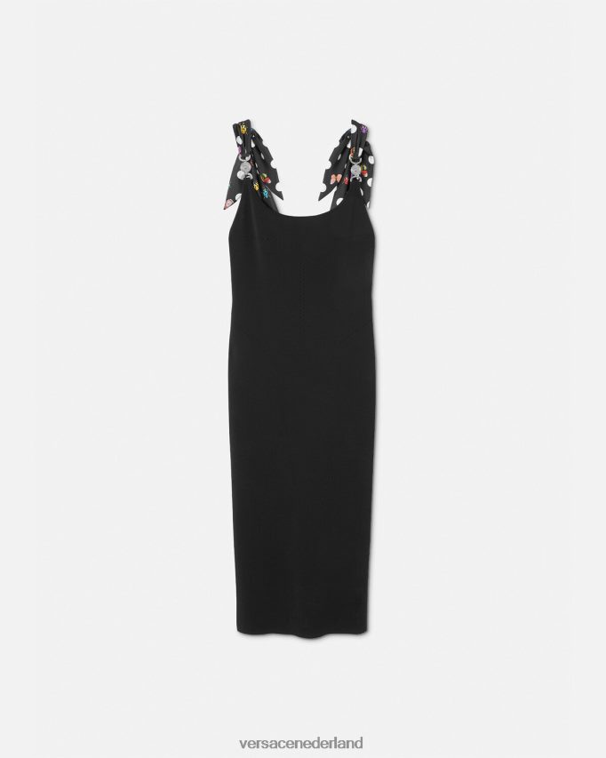 Versace vlinders Medusa '95 gebreide midi-jurk vrouwen zwart kleding J2T4F46