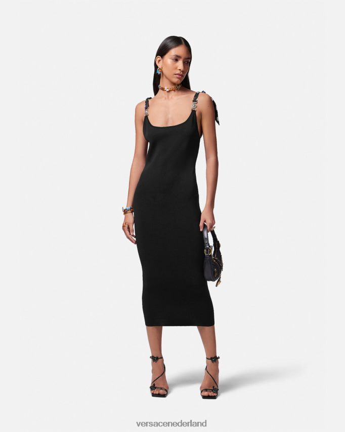 Versace vlinders Medusa \'95 gebreide midi-jurk vrouwen zwart kleding J2T4F46