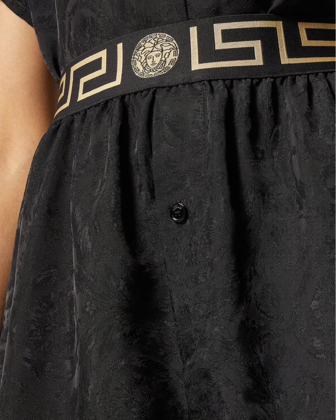 Versace Greca barocco pyjamabroek met rand vrouwen zwart grijs ondergoed en strandkleding J2T4F41025