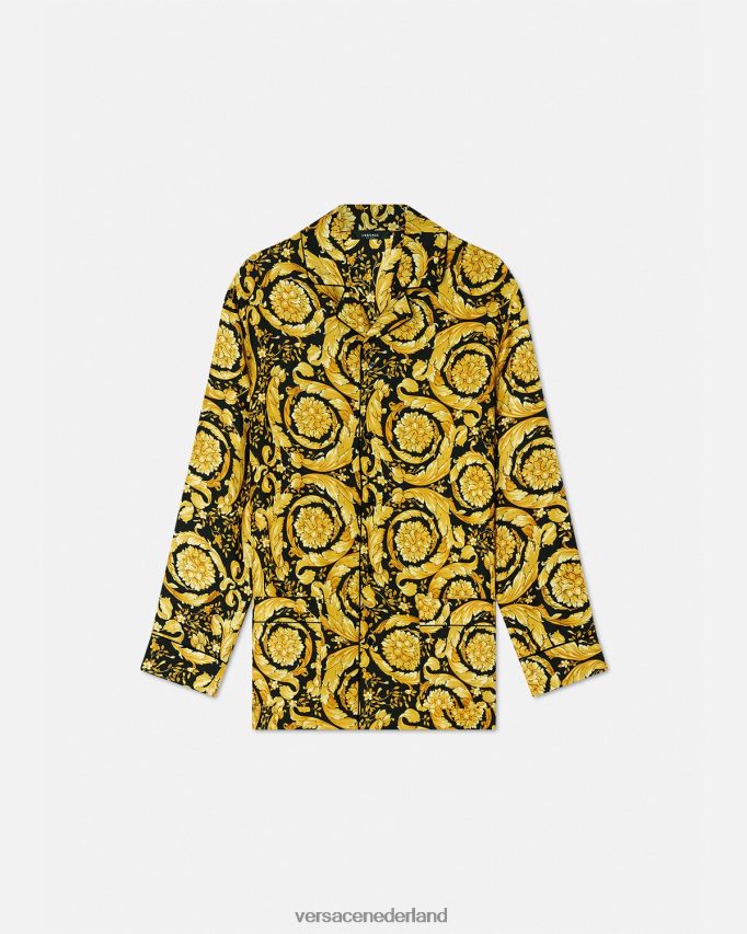 Versace Zijden pyjamashirt met barokprint vrouwen afdrukken ondergoed en strandkleding J2T4F41027