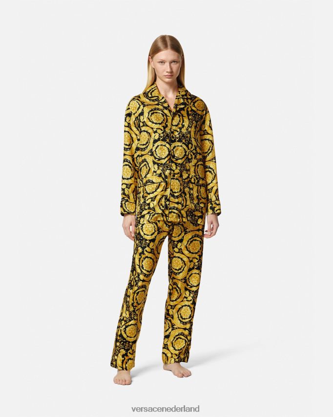 Versace Zijden pyjamashirt met barokprint vrouwen afdrukken ondergoed en strandkleding J2T4F41027