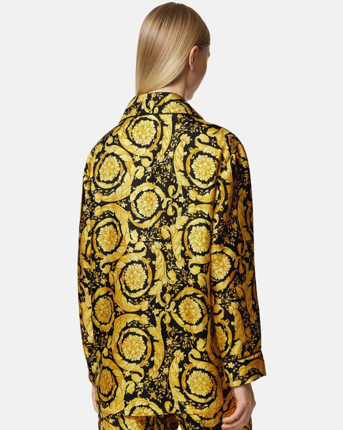Versace Zijden pyjamashirt met barokprint vrouwen afdrukken ondergoed en strandkleding J2T4F41027