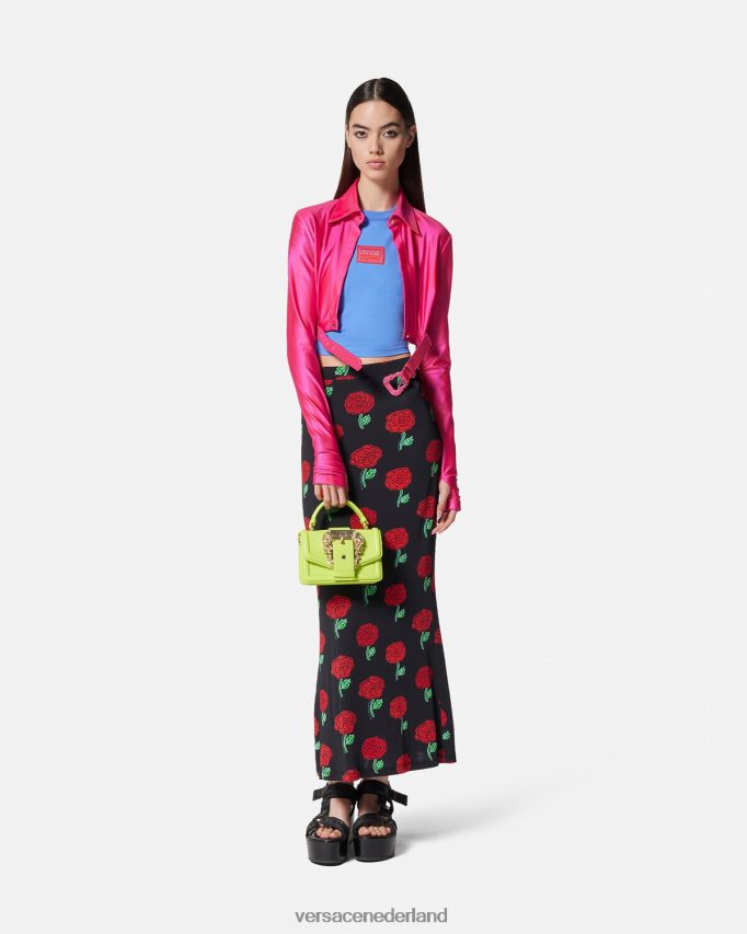Versace barok crop-shirt met gesp vrouwen fuchsia kleding J2T4F42218