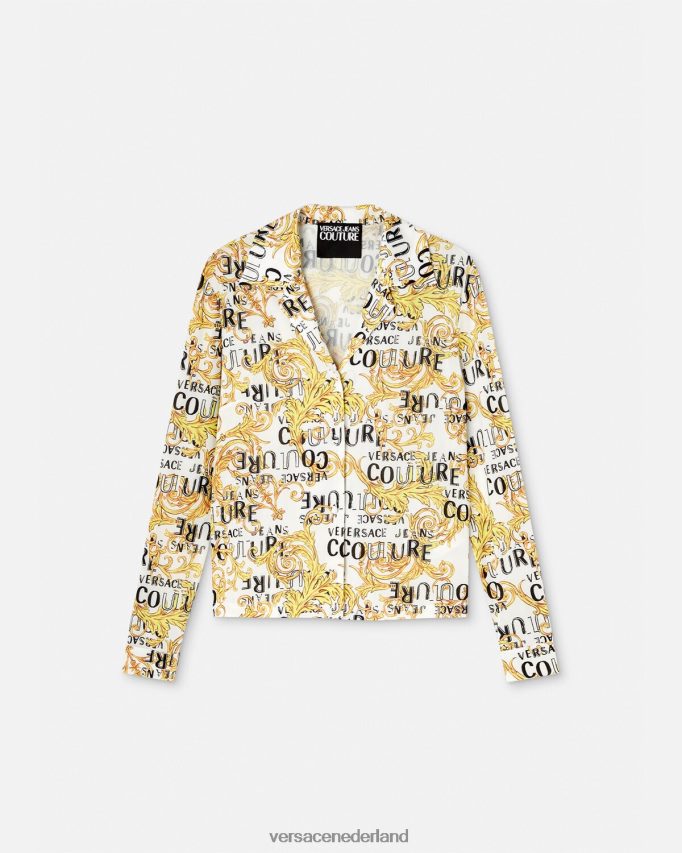 Versace couture-shirt met logo vrouwen goud en wit kleding J2T4F42201