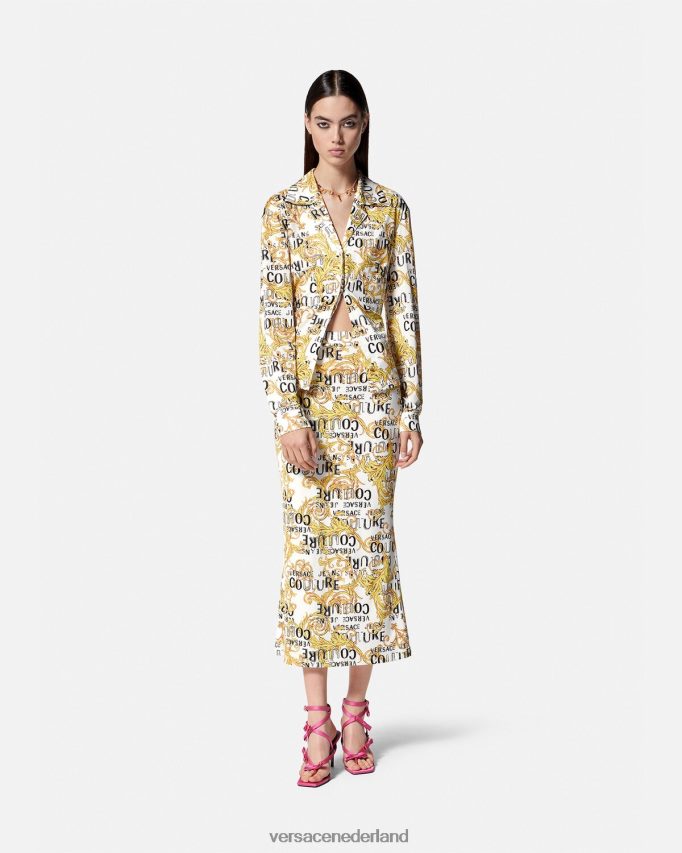 Versace couture-shirt met logo vrouwen goud en wit kleding J2T4F42201