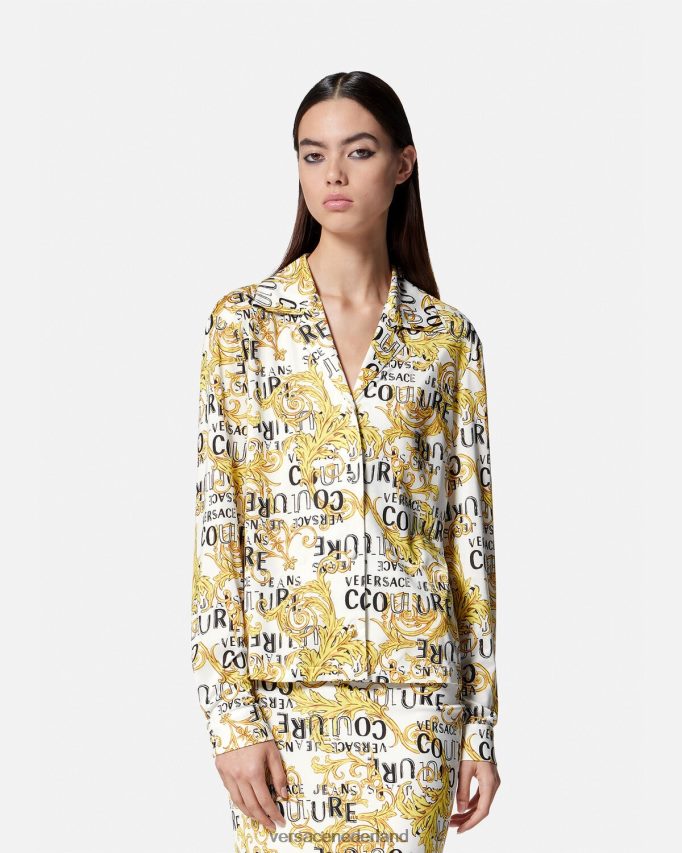 Versace couture-shirt met logo vrouwen goud en wit kleding J2T4F42201