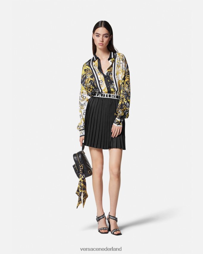 Versace couture-shirt met logo vrouwen zwart goud kleding J2T4F42202