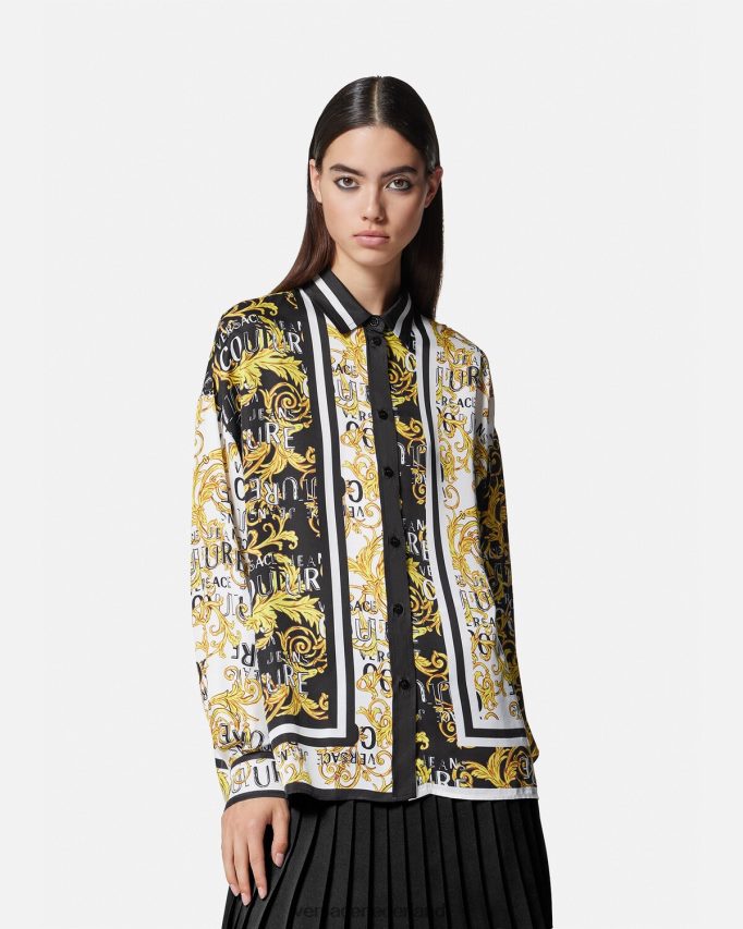 Versace couture-shirt met logo vrouwen zwart goud kleding J2T4F42202