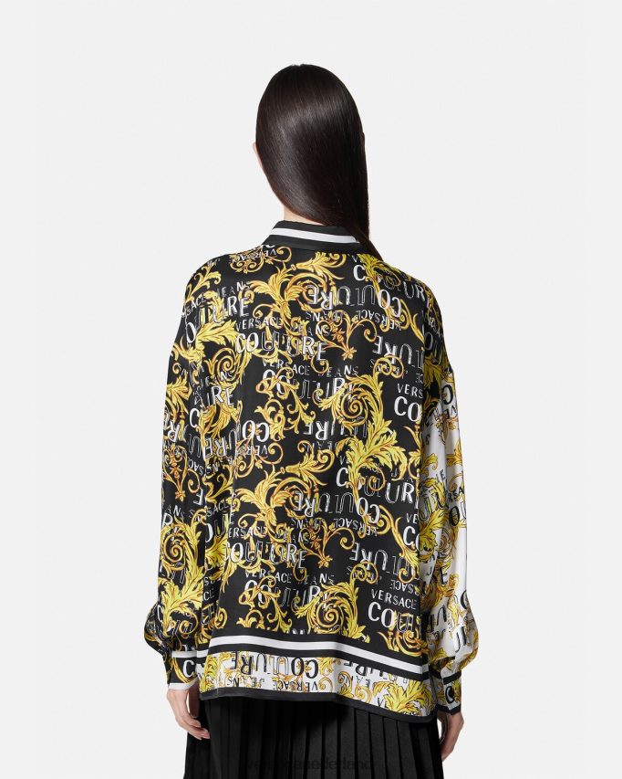 Versace couture-shirt met logo vrouwen zwart goud kleding J2T4F42202