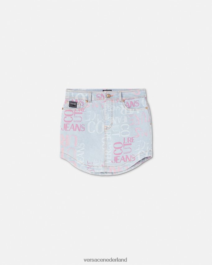 Versace Denim minirok met doodle-logo vrouwen blauw kleding J2T4F42179