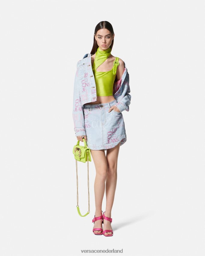 Versace Denim minirok met doodle-logo vrouwen blauw kleding J2T4F42179