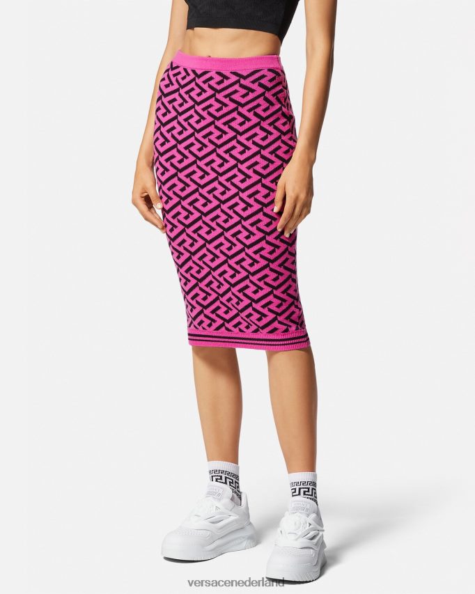 Versace La Greca jacquard midi-rok vrouwen fuchsia kleding J2T4F4180