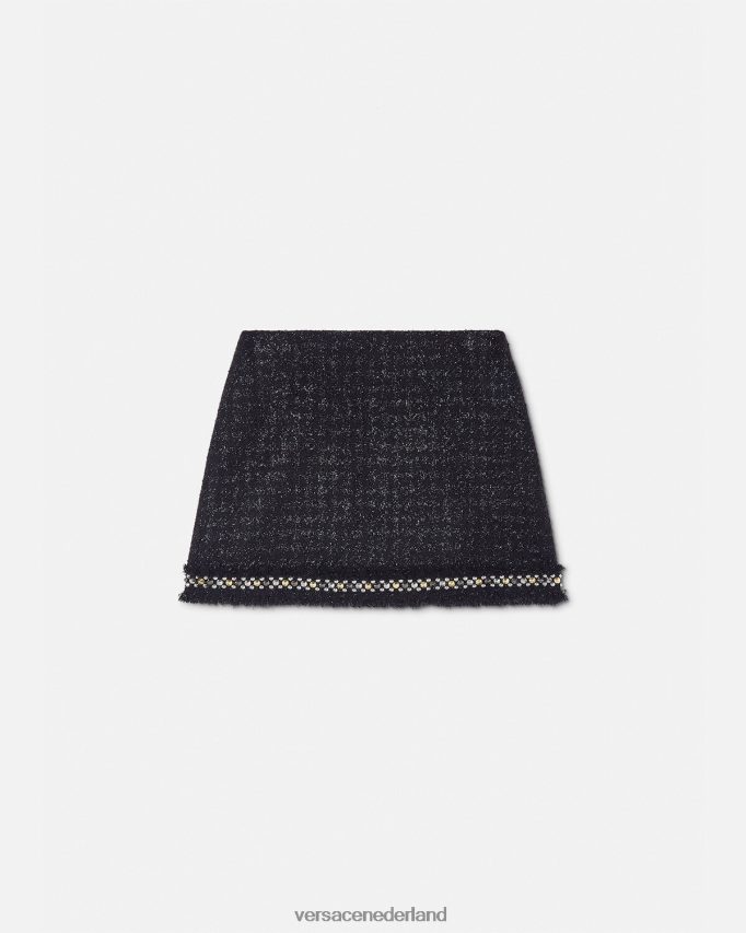 Versace Minirok van tweed met puntige details vrouwen zwart kleding J2T4F4186