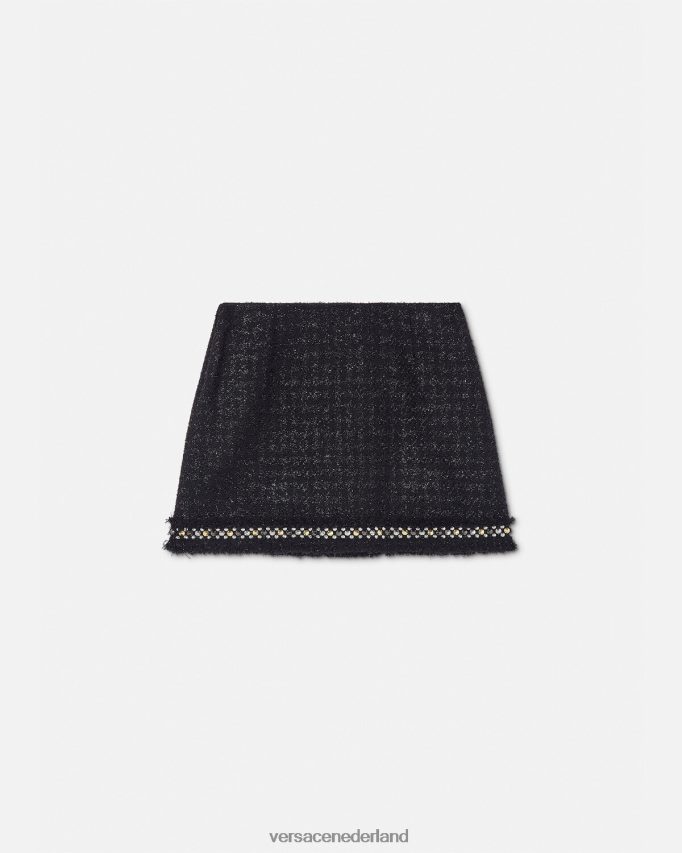 Versace Minirok van tweed met puntige details vrouwen zwart kleding J2T4F4186