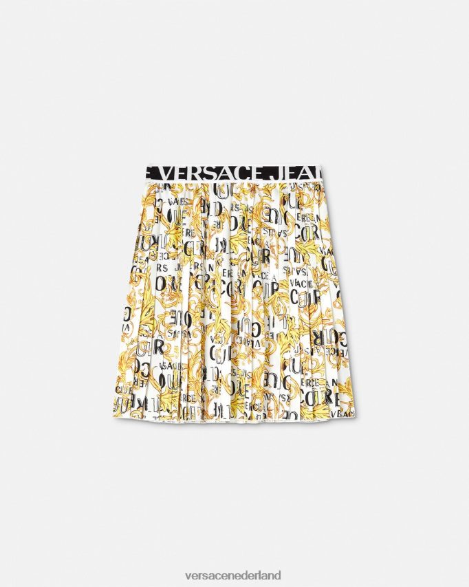 Versace couture plooirok met logo vrouwen goud en wit kleding J2T4F42248