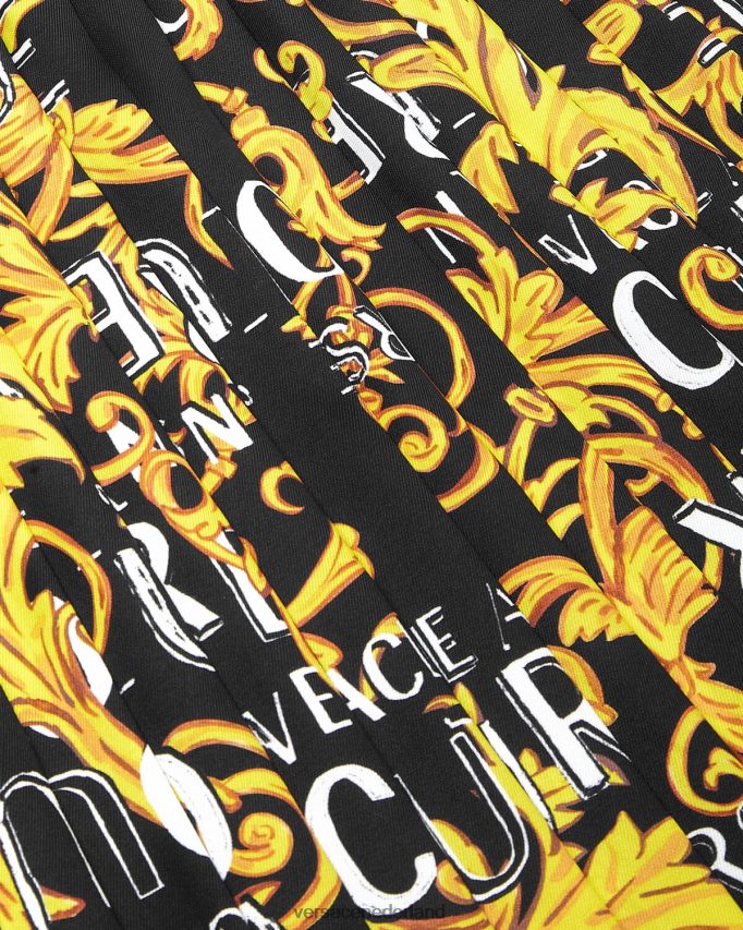 Versace couture plooirok met logo vrouwen zwart goud kleding J2T4F42250