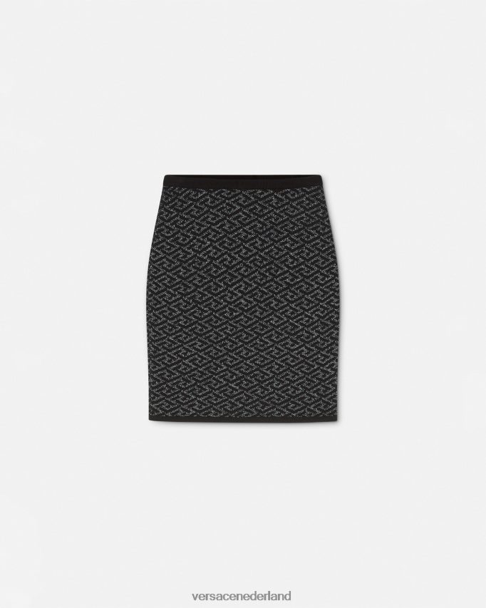 Versace la greca medusa jacquard gebreide rok vrouwen zwart kleding J2T4F4179