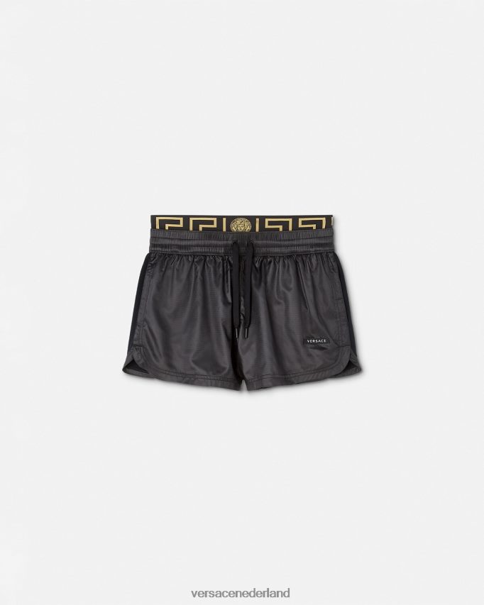 Versace Greca gymshort met rand vrouwen zwart kleding J2T4F4238