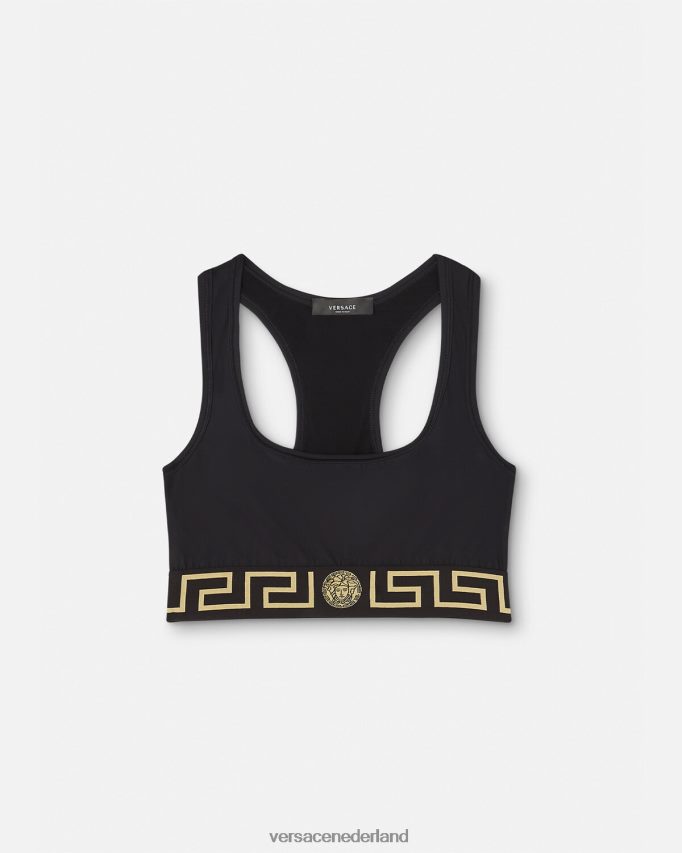 Versace Greca sportbeha met rand vrouwen zwart kleding J2T4F4237