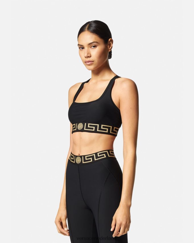 Versace Greca sportbeha met rand vrouwen zwart kleding J2T4F4237