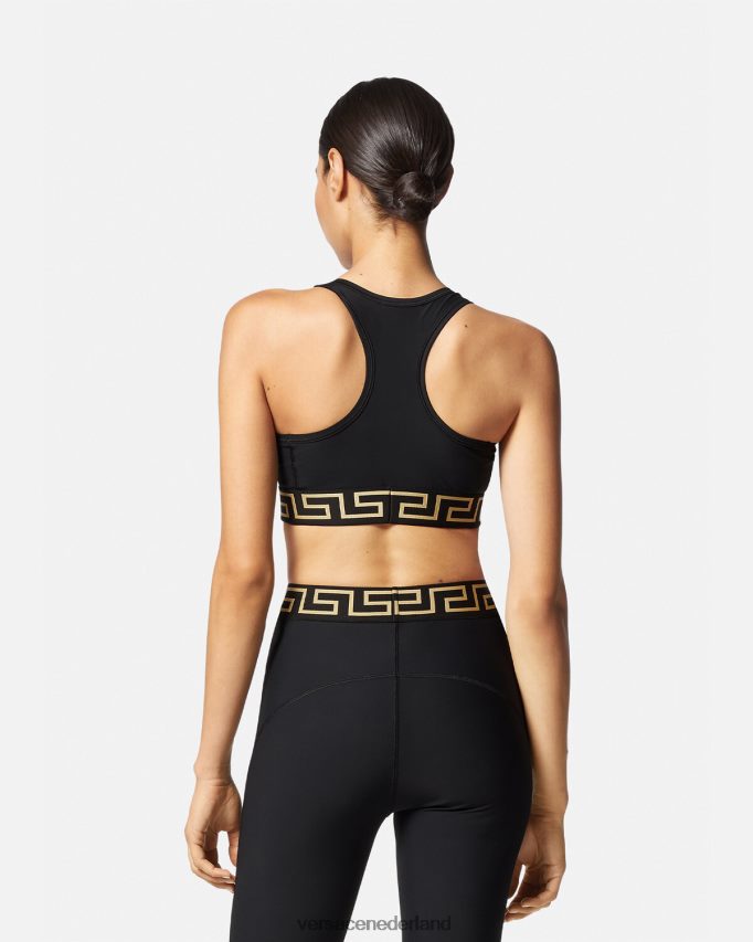 Versace Greca sportbeha met rand vrouwen zwart kleding J2T4F4237
