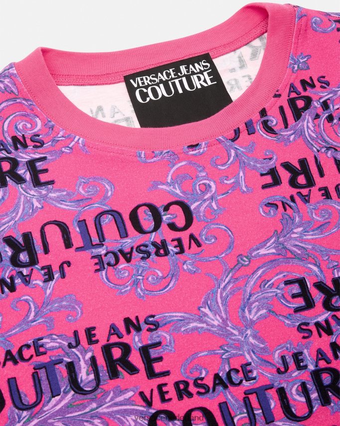 Versace Couture-T-shirt met logo vrouwen fuchsia kleding J2T4F42221