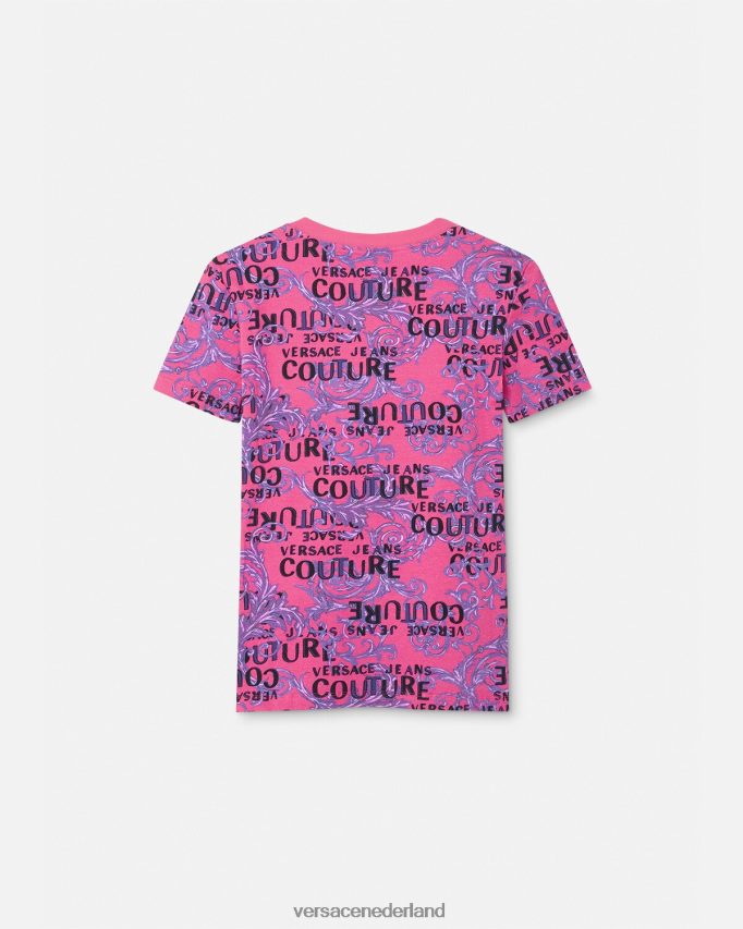 Versace Couture-T-shirt met logo vrouwen fuchsia kleding J2T4F42221