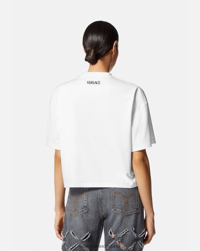 Versace Medusa crop top met studs vrouwen wit kleding J2T4F4154