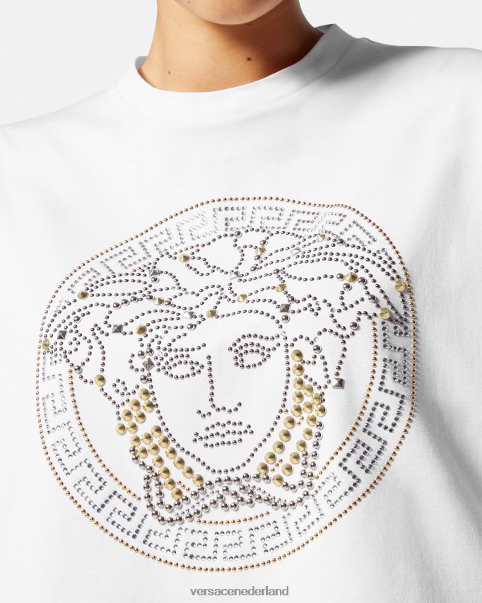 Versace Medusa crop top met studs vrouwen wit kleding J2T4F4154