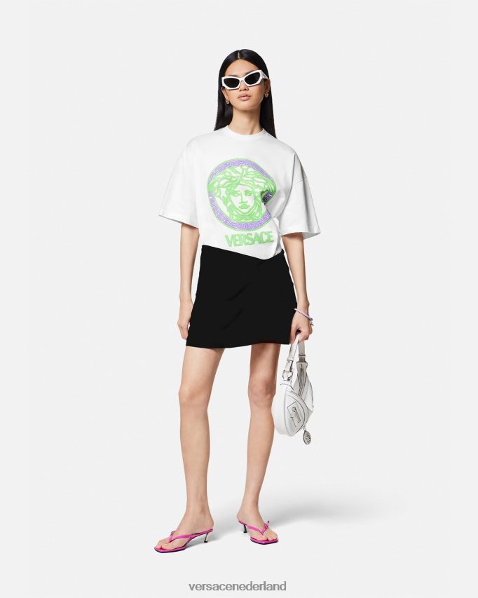 Versace T-shirt met Medusa-logo vrouwen wit kleding J2T4F4135