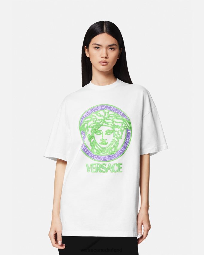 Versace T-shirt met Medusa-logo vrouwen wit kleding J2T4F4135