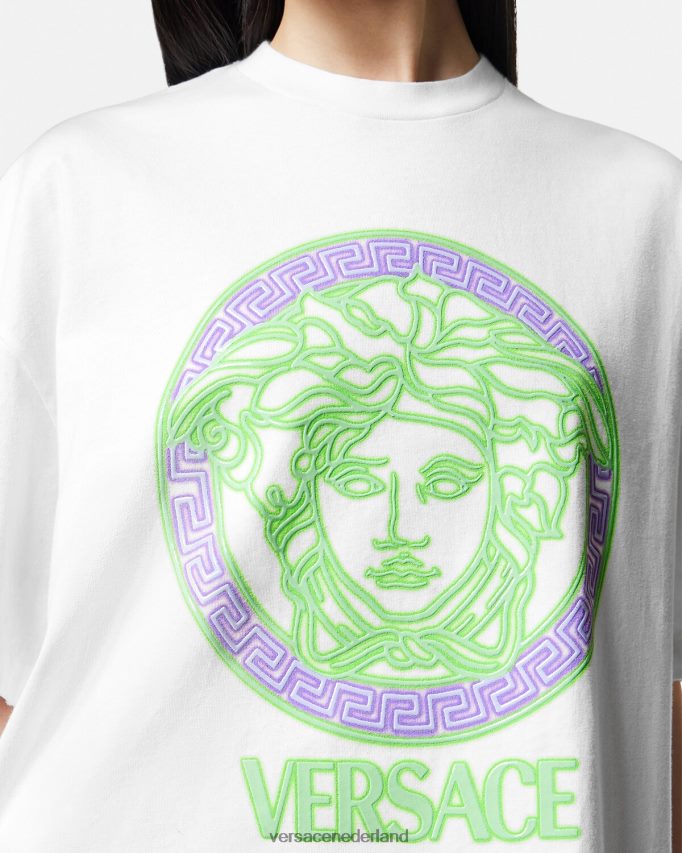 Versace T-shirt met Medusa-logo vrouwen wit kleding J2T4F4135