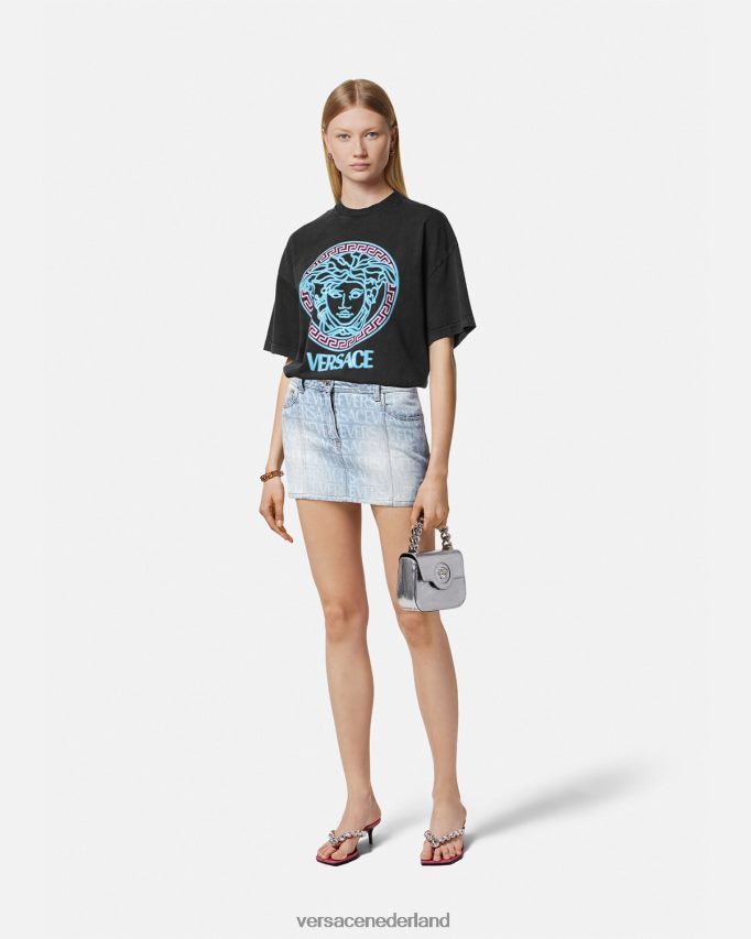Versace T-shirt met Medusa-logo vrouwen zwart kleding J2T4F4134