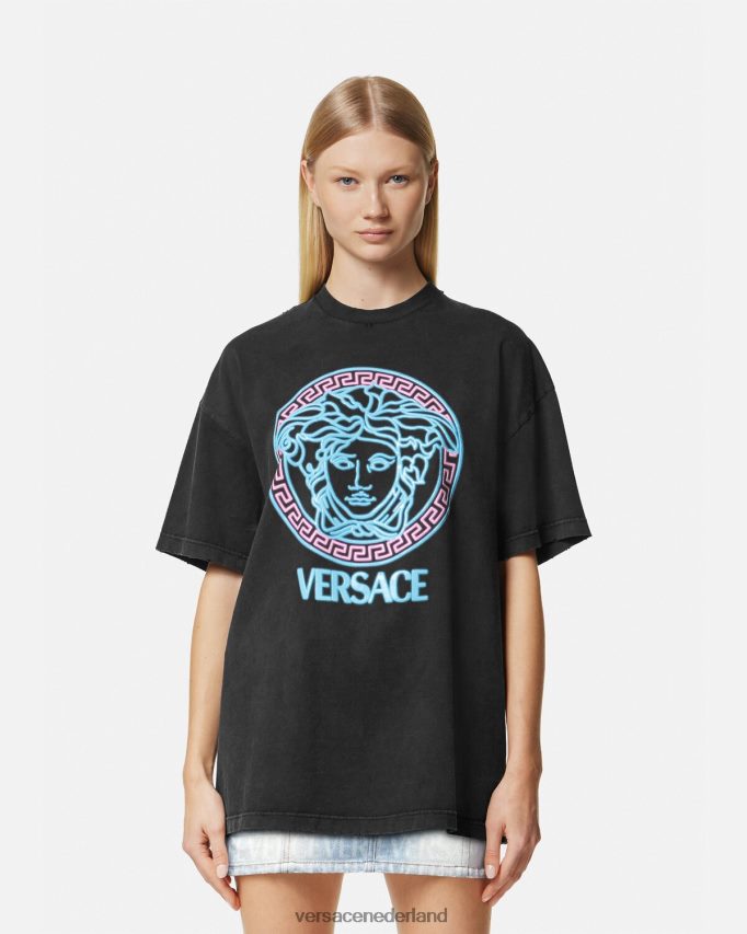 Versace T-shirt met Medusa-logo vrouwen zwart kleding J2T4F4134