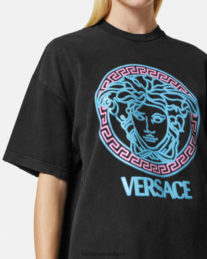 Versace T-shirt met Medusa-logo vrouwen zwart kleding J2T4F4134