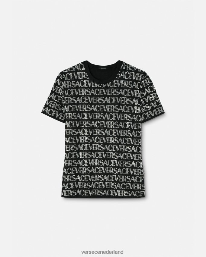 Versace T-shirt met kristallen all-over vrouwen zwart kleding J2T4F4147