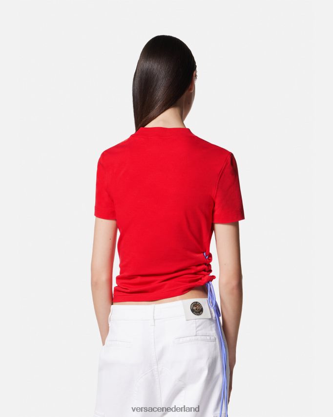 Versace T-shirt met logo en veters vrouwen oranje kleding J2T4F42172