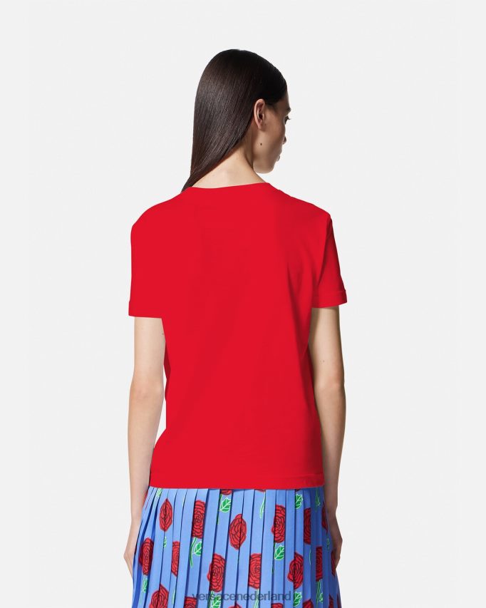 Versace T-shirt met rozenlogo vrouwen oranje kleding J2T4F42168