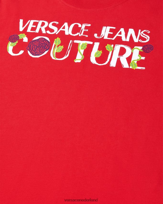 Versace T-shirt met rozenlogo vrouwen oranje kleding J2T4F42168