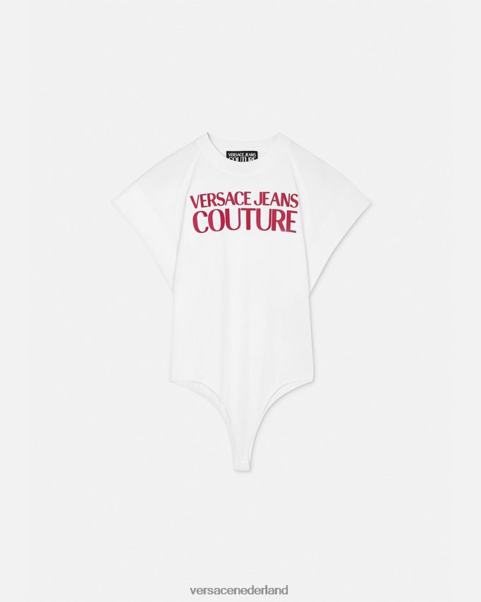 Versace bodysuit met logo vrouwen wit kleding J2T4F42162