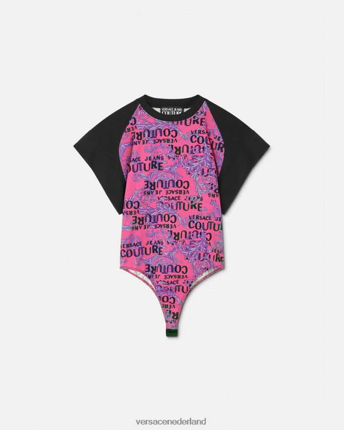 Versace couture bodysuit-T-shirt met logo vrouwen fuchsia kleding J2T4F42209