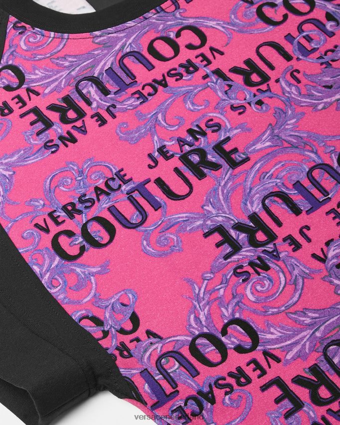 Versace couture bodysuit-T-shirt met logo vrouwen fuchsia kleding J2T4F42209