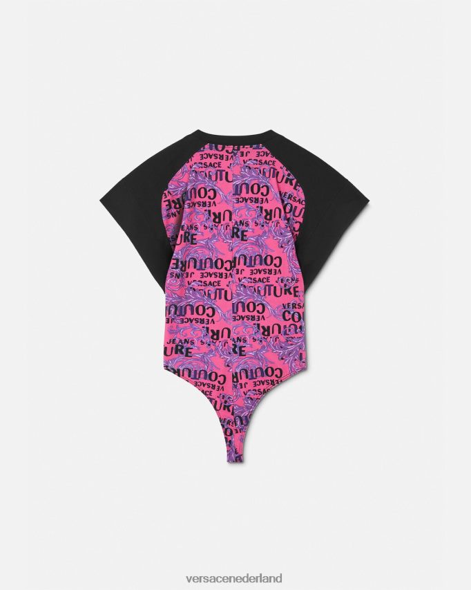 Versace couture bodysuit-T-shirt met logo vrouwen fuchsia kleding J2T4F42209