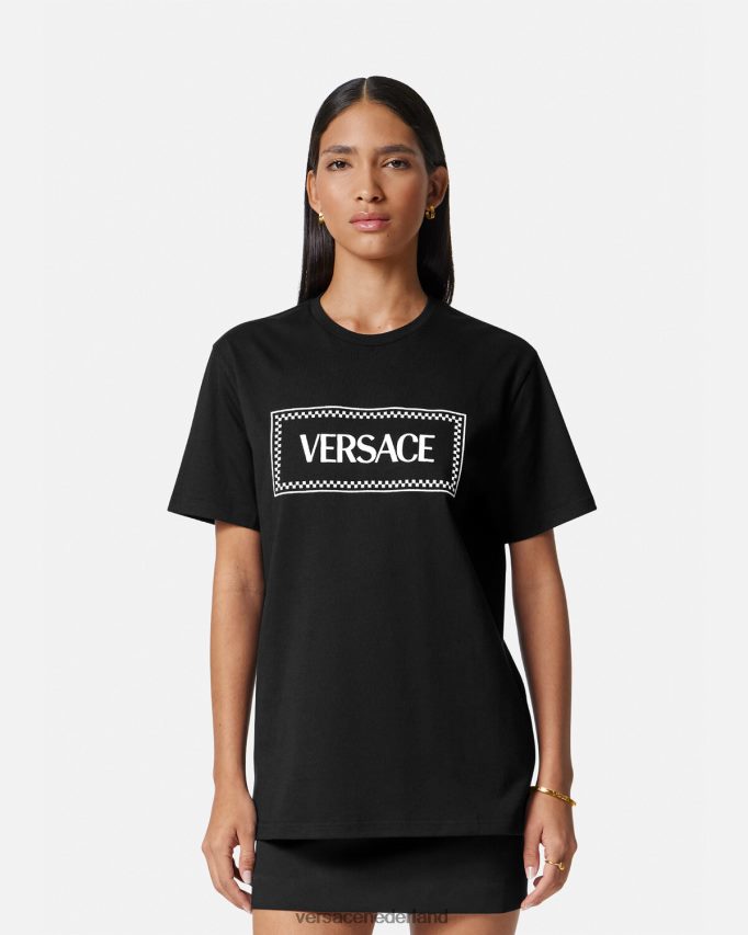 Versace geborduurd logo-T-shirt vrouwen zwart kleding J2T4F4137