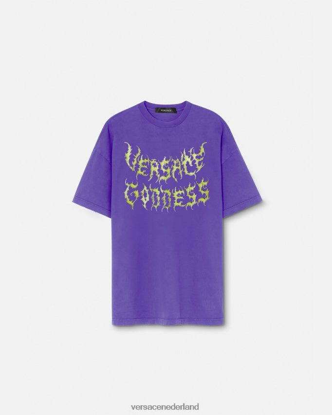 Versace godin oversized t-shirt vrouwen paars kleding J2T4F4151
