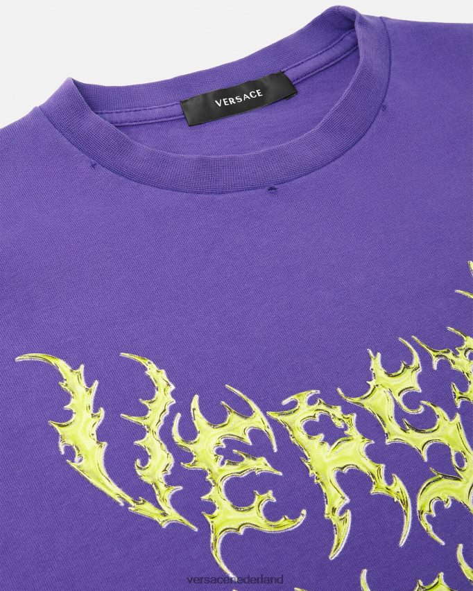 Versace godin oversized t-shirt vrouwen paars kleding J2T4F4151