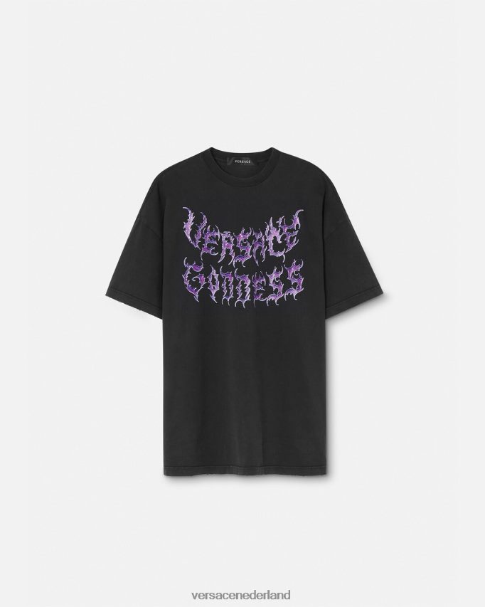 Versace godin oversized t-shirt vrouwen zwart kleding J2T4F4150